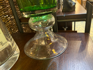 Hand Blown Green Glass Footed Vase