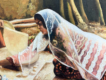 Vintage Artist Signed Original Iranian Village Scene Oil Painting