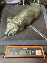 12" Antique Bronze Sleeping Pig Statue