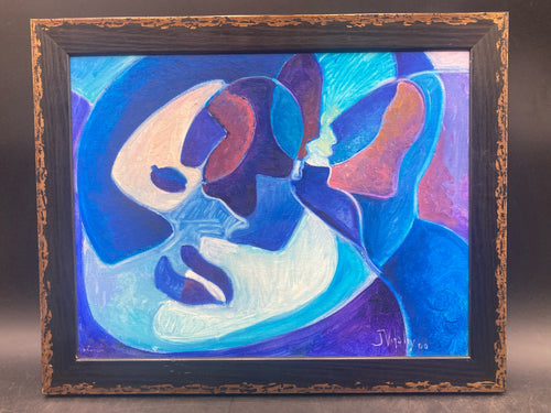 Artist Signed Contemporary Abstract Painting, Framed