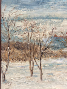 Artist Signed Winter Landscape Oil Painting