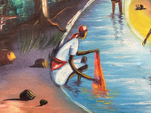 Benoit Signed Haitian Folk Art Acrylic Painting 24x36"