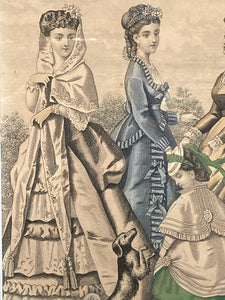 Antique Godey's Fashions For August 1869 Print, Framed