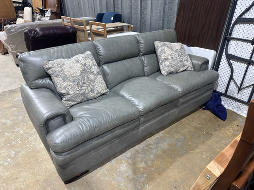 La-Z-Boy 7' Grey Leather Sofa