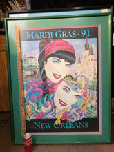 Michael Hunt Signed Andrea Mistretti Mardi Gras 1991 Poster, Framed
