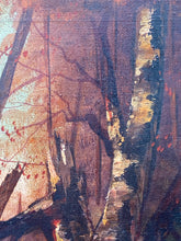 Artist Signed Mid Century Autumn Woods Landscape Painting, Framed