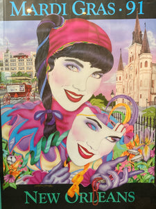 Andrea Mistretta Signed Mardi Gras 1991 Poster, Framed