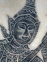 Vintage Thai Rice Paper Charcoal Rubbing Temple Art