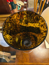 Tortoise Shell Glass Hurricane Footed Vase