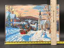 Vintage Original Winter Christmas Scene Oil Painting