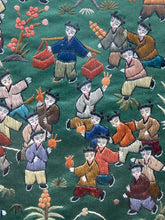 Vintage Chinese Hundred Children Playing Framed Silk Embroidery Art