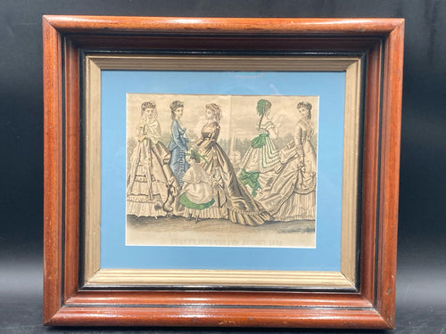 Antique Godey's Fashions For August 1869 Print, Framed