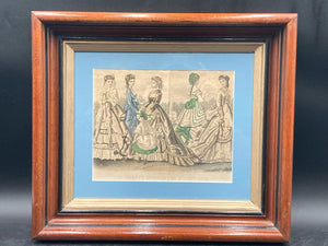 Antique Godey's Fashions For August 1869 Print, Framed