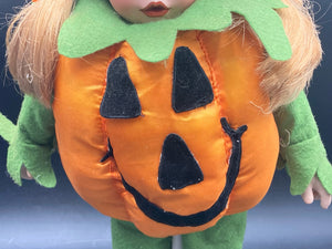 Hand Crafted Porcelain Halloween Series 16" Pumpkin Girl Doll W/ Box