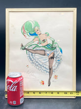 Alice Huertas Signed "Bal Tabarin" French Cancan Girl Colored Drawing