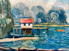 Impressionist Style Coastal Harbor Framed Art Print