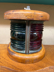 Vintage Ship Light on Wood Base