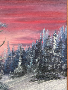 Signed Winter Landscape Oil Painting