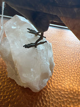 Carved Quartz and Pyrite Parrot on Quartz Crystals