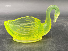 Antique 1930's Cambridge Uranium Glass Swan Dish