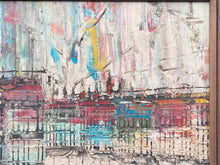 Impressionist European Harbor Oil Painting, Framed