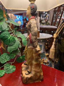 Vintage Chalkware Asian Figural Lamp