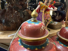 Vintage Asian Cloisone Jar WIth Lid on Stand