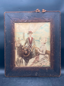 Antique Julius Leblanc Stewart "Full Speed" Hand Colored Print, Framed
