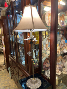 Tall Silver Metal Vanity Lamp