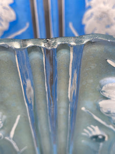 Rare 1930s Phoenix Glass Periwinkle Blue Cosmos Vase