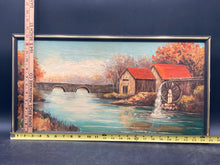 Vintage River Landscape Saw Mill Oil Painting, Framed - view 7
