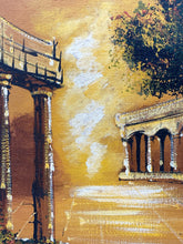 Artist Signed Mid Century Greek Ruins Oil Painting