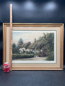 Antique J.R. Hutchinson "Anne Hathaway's Cottage" Etching, Framed