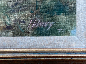 Original Signed Charles Hines Landscape Oil Painting, Framed