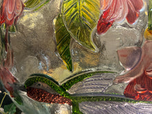 Large Hummingbird Art Glass Plate With Stand
