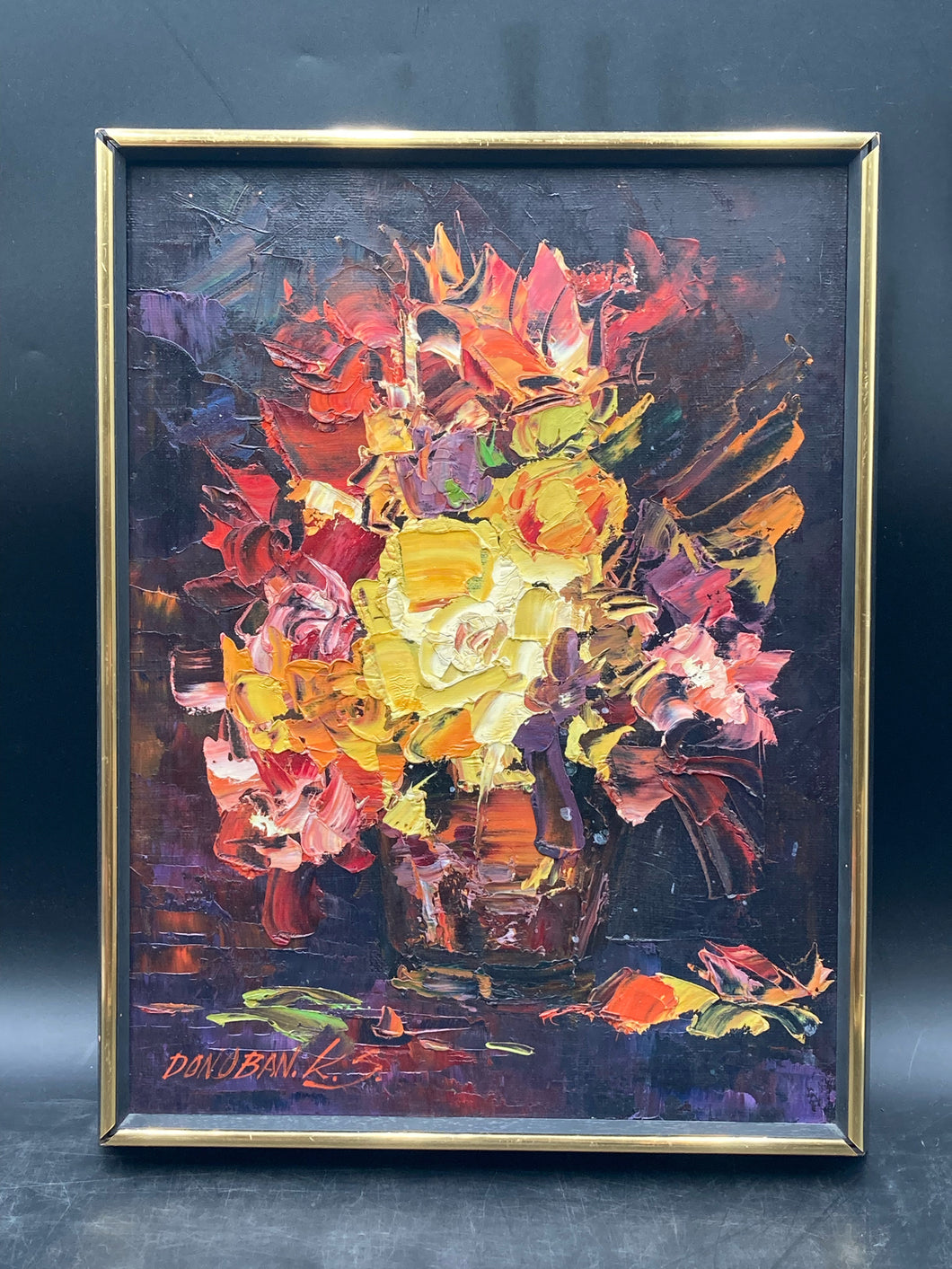 Artist Signed Impressionist Still Life Floral Oil Painting
