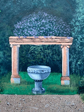 Artist Signed Garden Courtyard Landscape Acrylic Painting