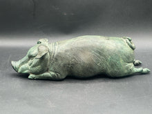 12" Antique Bronze Sleeping Pig Statue