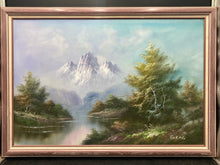 Original Artist Signed Mountain River Landscape Oil Painting, Framed