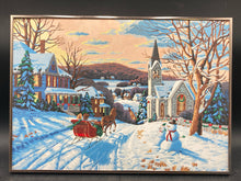 Vintage Original Winter Christmas Scene Oil Painting
