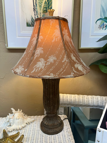 Bamboo Style Lamp With Palm Shade