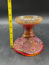 Vintage Carnival Glass Sunset Red Heirloom Punch Bowl Stand - view 8