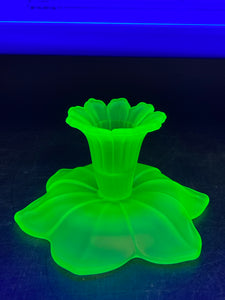 Antique Westmoreland Uranium Glass Candle Holder