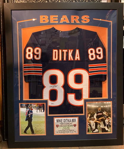 Signed Framed Mike Ditka Chicago Bears Jersey, Beckett Authenticated