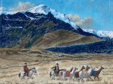 Original Vintage E.A. Evans Signed Peruvian Andes Landscape Pastel Drawing