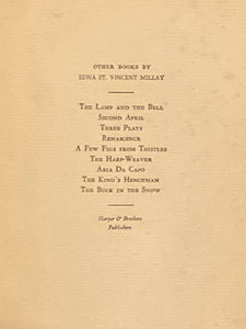 Fatal Interview | Edna St. Vincent Millay (1931, Harper & Brothers Publishers)