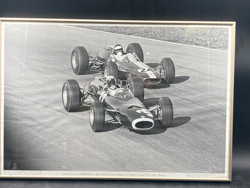 Rare Jacky Stewart & Jim Clark Loyus-Climax 25 1965 Italian Grand Prix Poster