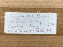 Original Gerard Roos Signed Florida "Sugar Mill Ruins" Watercolor Painting