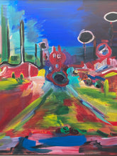 Original Angela Wakefield Psychedelic Abstract City Painting W/ CoA