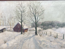 Poulsen Signed Mid Century Winter Landscape Oil Painting